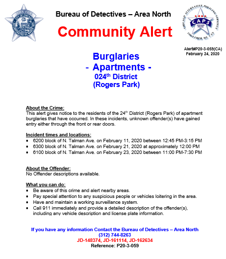 24th District Apartment Burglaries 2/24/20