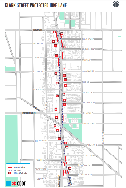 Clark Street Bike Lanes Map