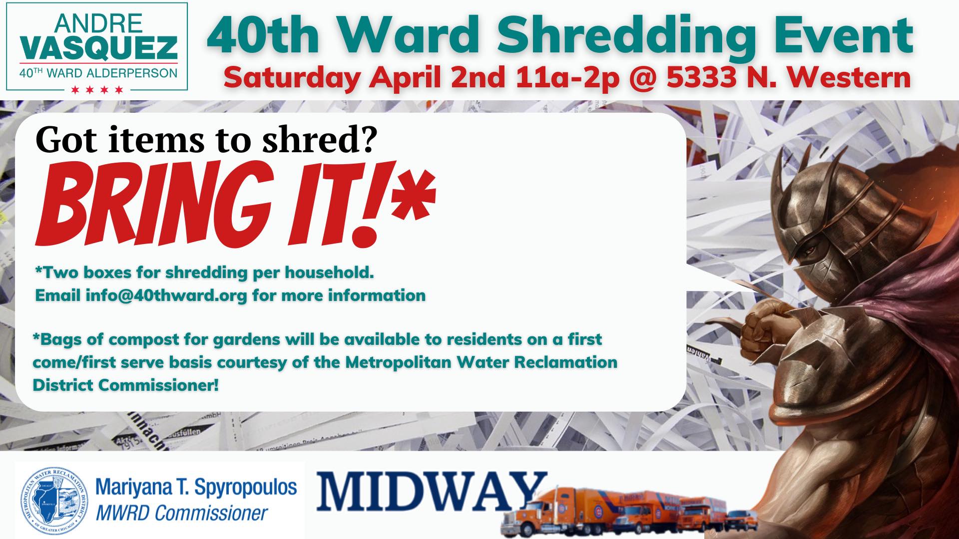 Free Shredding Event on April 2, 2022 40th Ward of Chicago