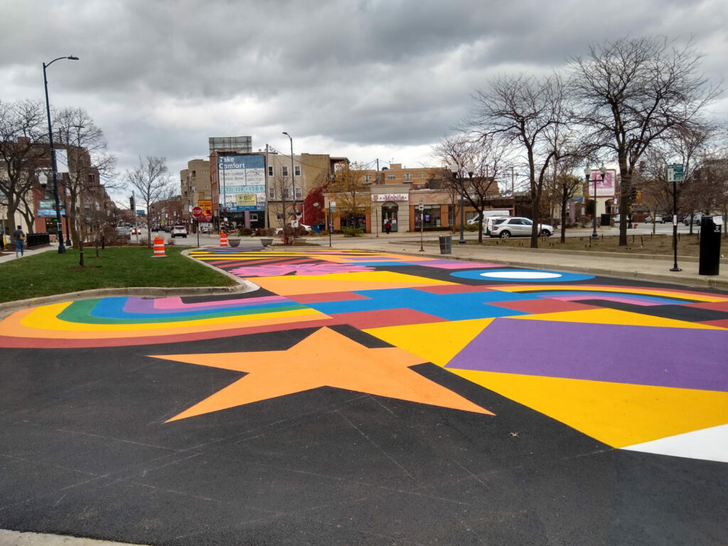 Ainslie Arts Plaza with street mural