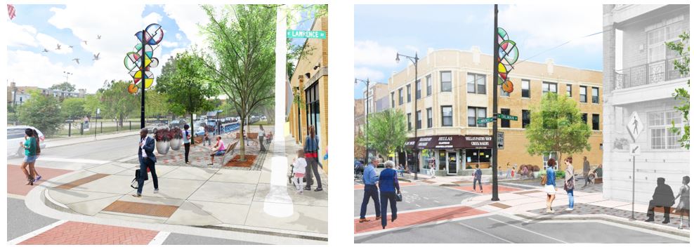 Rendering of the Lawrence Ave streetscape.