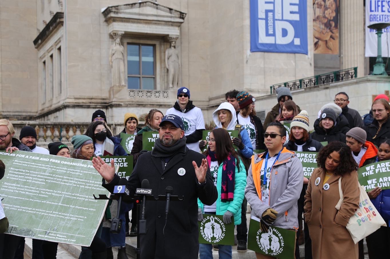 Alderperson Vasquez spoke in support of Field Museum workers