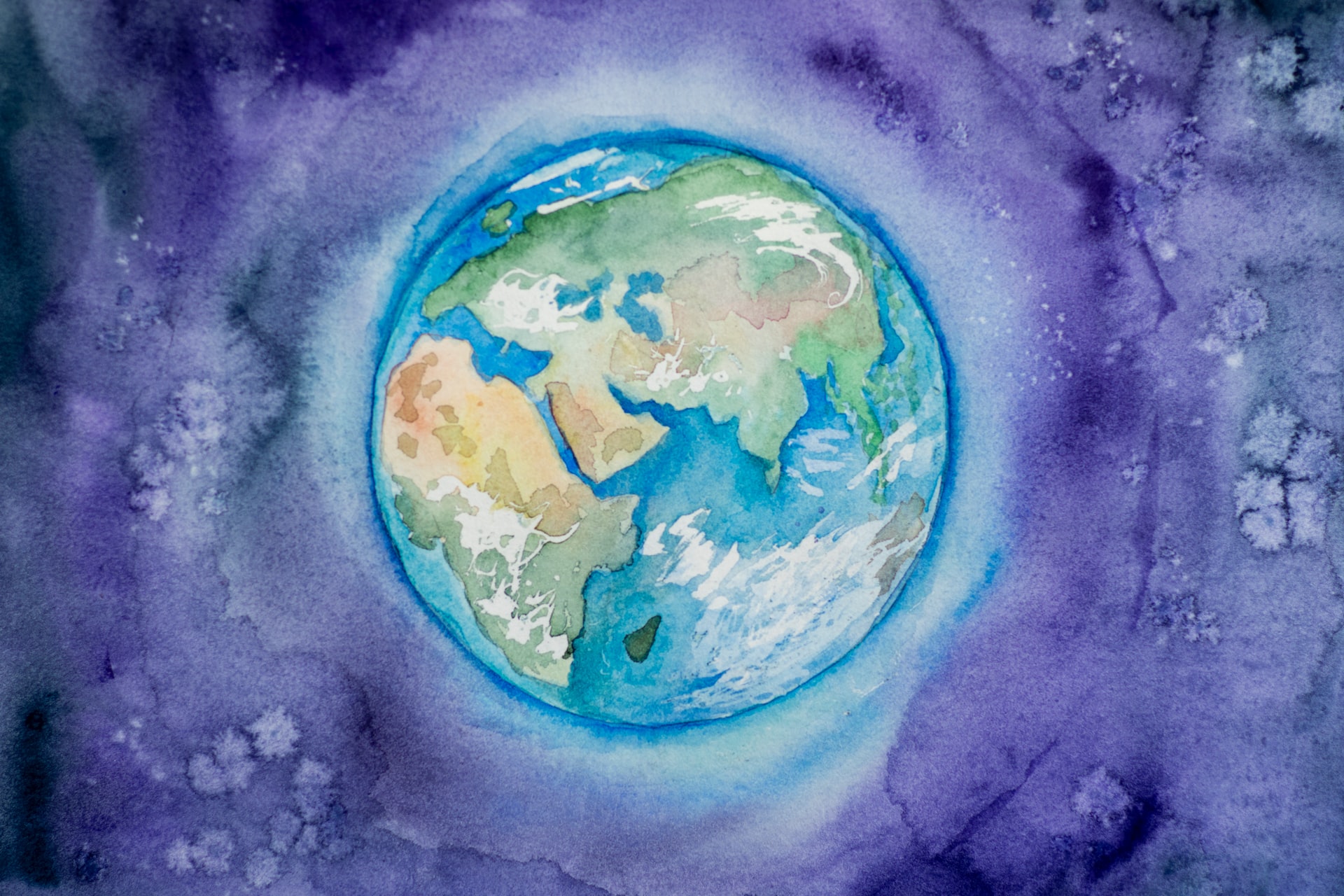 Watercolor illustration of planet earth