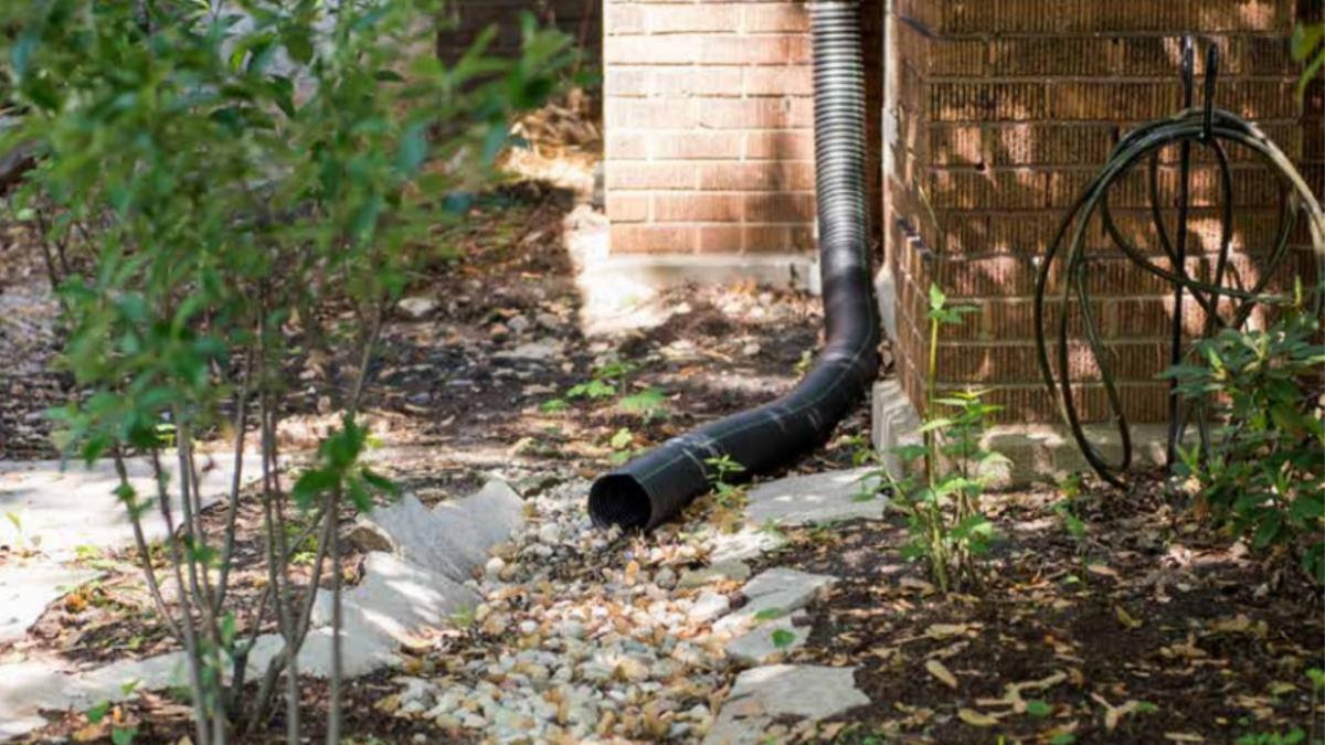 downspout gutter on a lawn