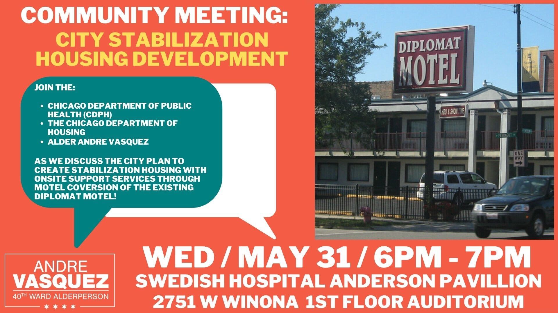 Community Meeting poster for Housing Stabilization Pilot Program