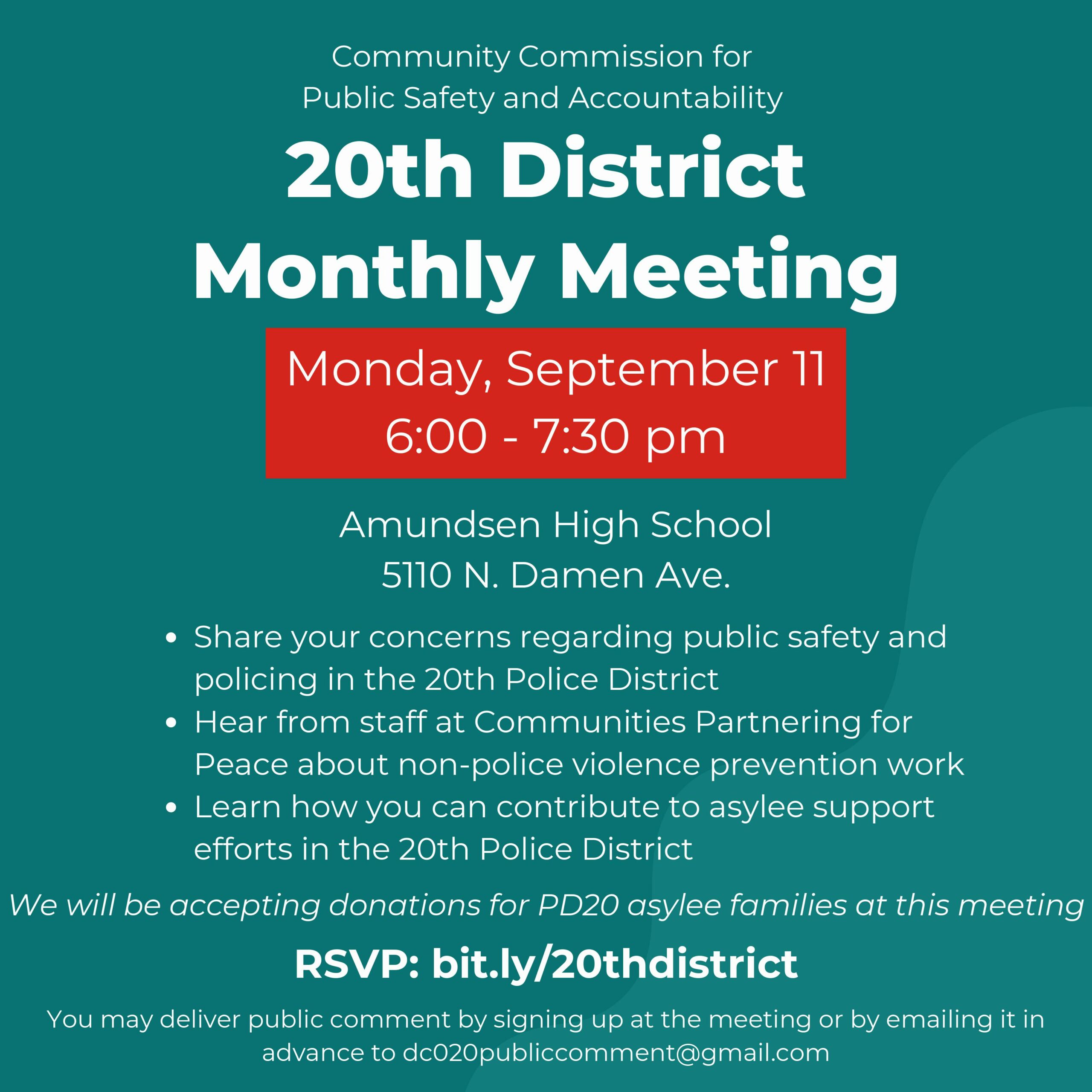 20th District Public Safety Monthly Meeting, September 11th