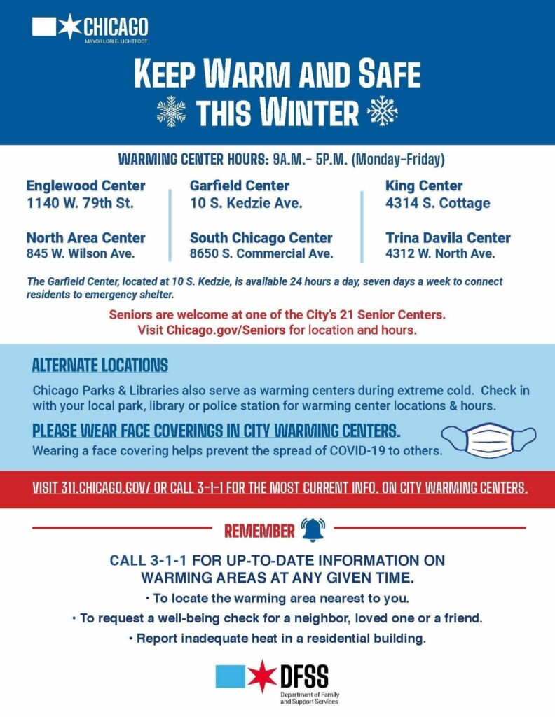 Information on winter warming centers, which can be found on the city's website at the text below.