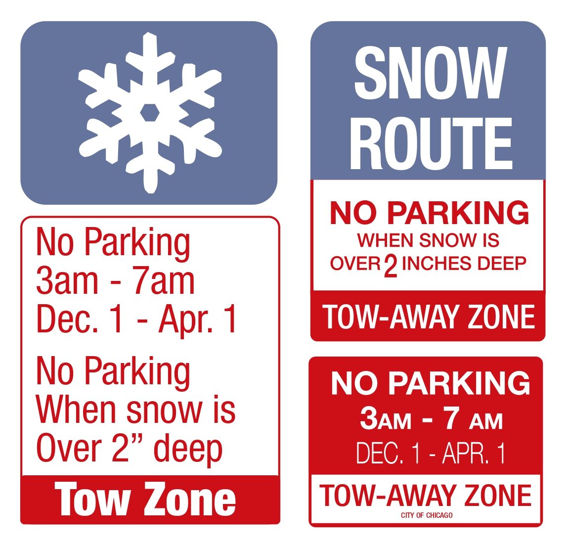 No parking for snow removal signs