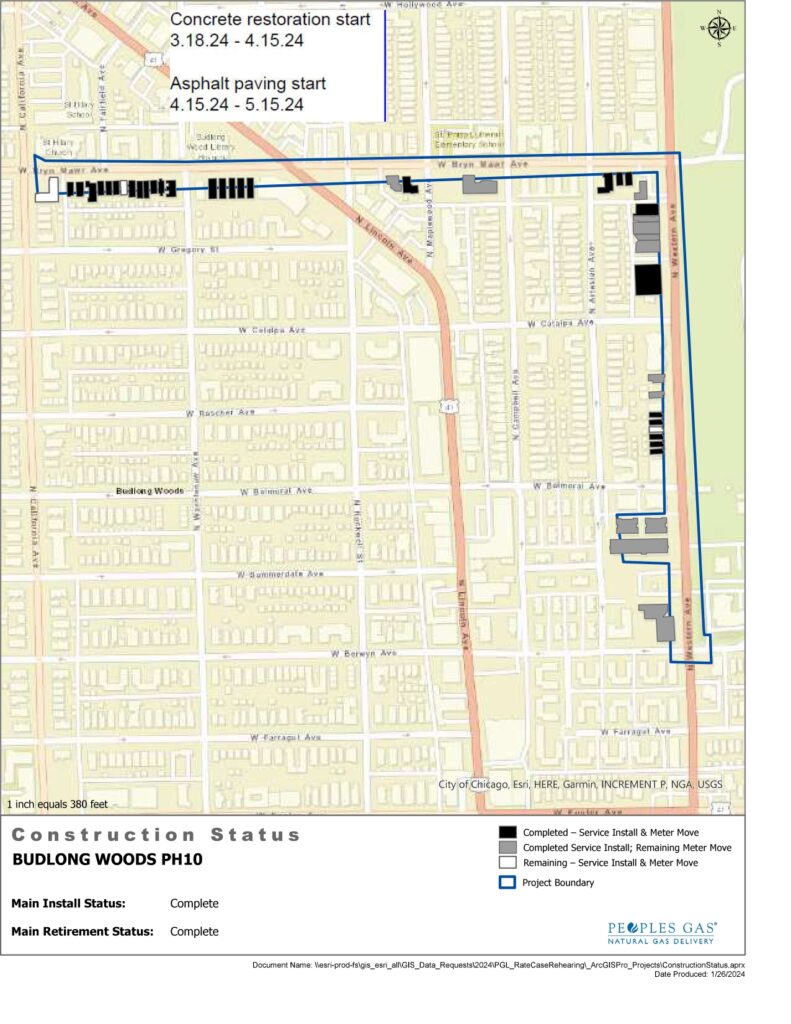 Map of the service area for Phase 10 of the Budlong Woods Safety Modernization Program