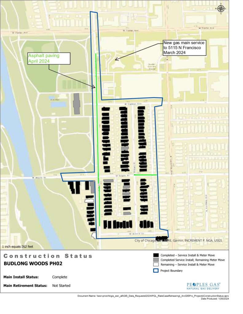 Map of the service area for Phase 2 of the Budlong Woods Safety Modernization Program
