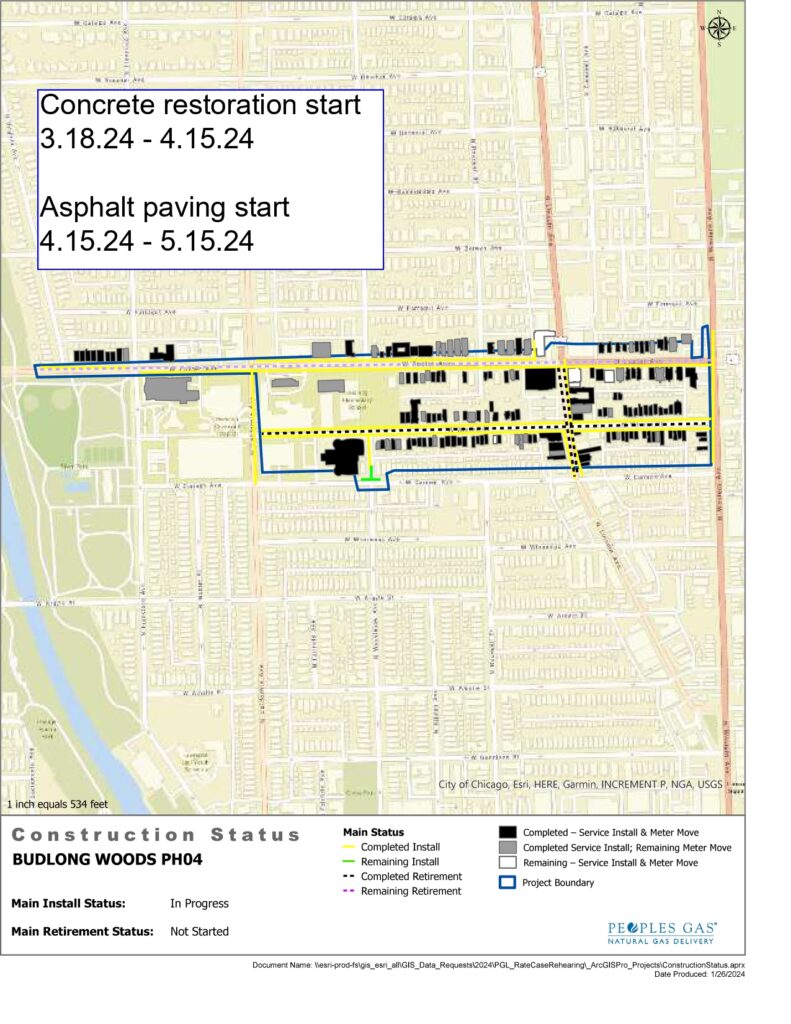 Map of the service area for Phase 4 of the Budlong Woods Safety Modernization Program