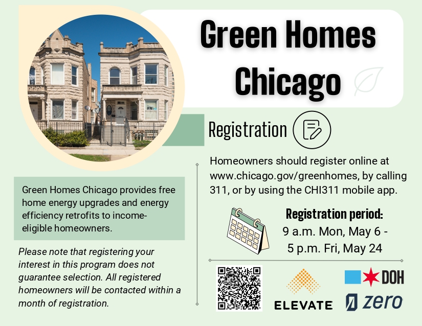 Green Homes Chicago flyer; details included in post
