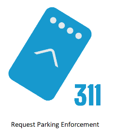 Icon of a smartphone with 311 and report parking enforcement