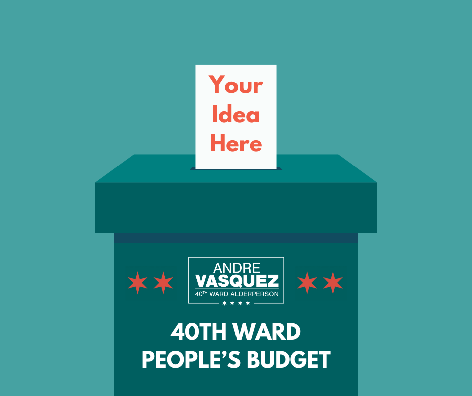 Ballot box with "40th Ward People's Budget" written on the front