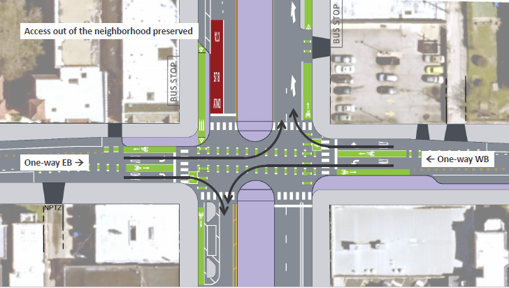 Drawing of propose changes at Granville and Clark intersection