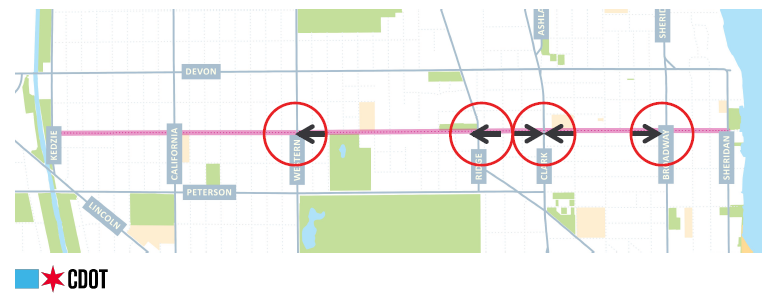 Map of Granville with proposed one way blocks, which are listed in detail  below.