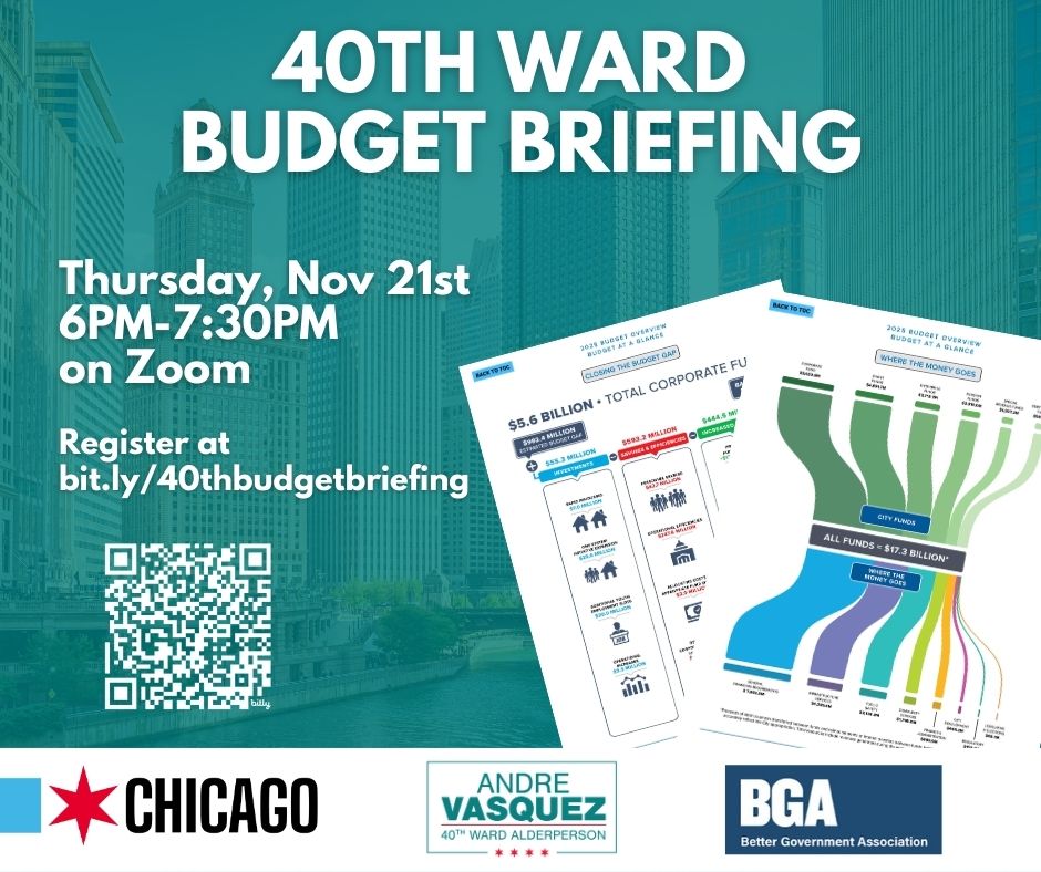 event flyer from the 40th Ward budget briefing