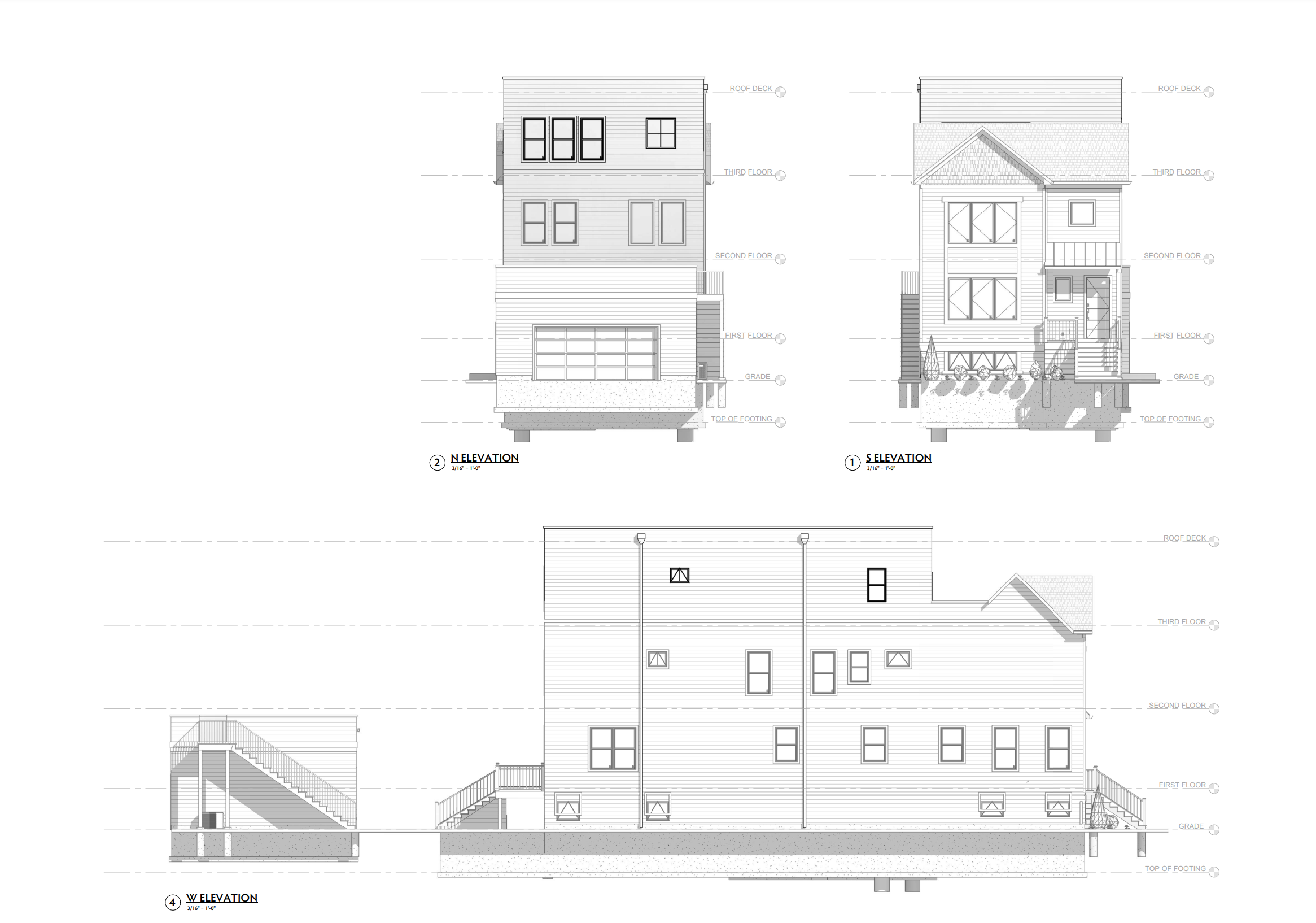 Elevation drawings of proposed third floor addition at 5119 N Claremont