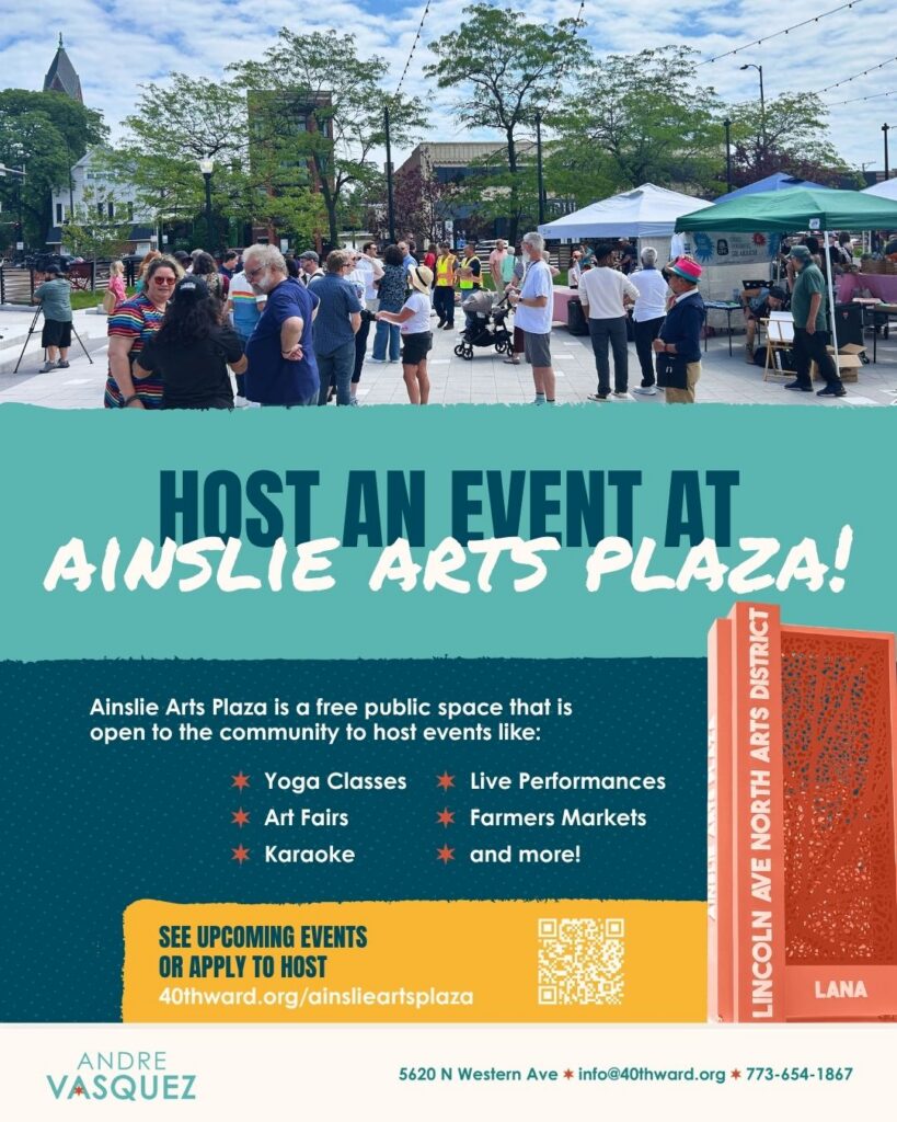 People gathered in Ainslie Arts Plaza
